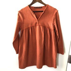 ZARA Trafaluc BOHO Rust BabyDoll Tunic
